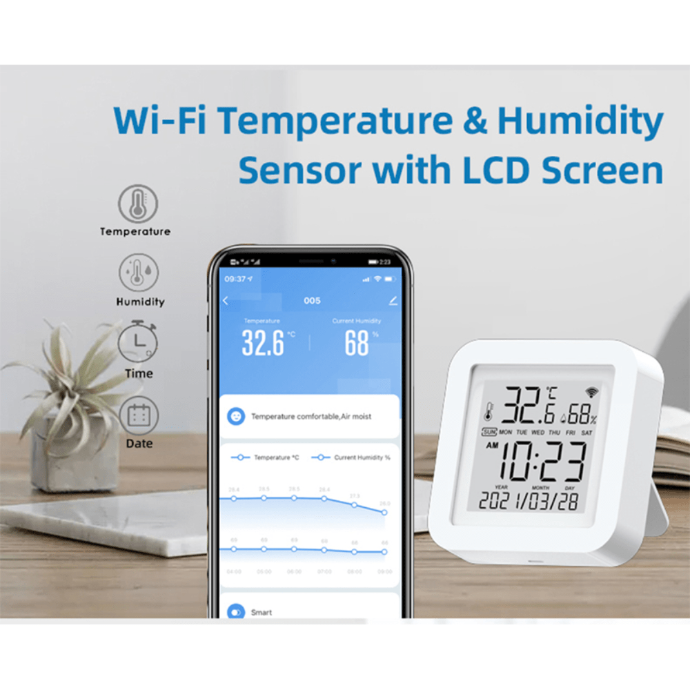 ZigBee v3.0 Tuya Smart Life display LCD humidity temperature sensor