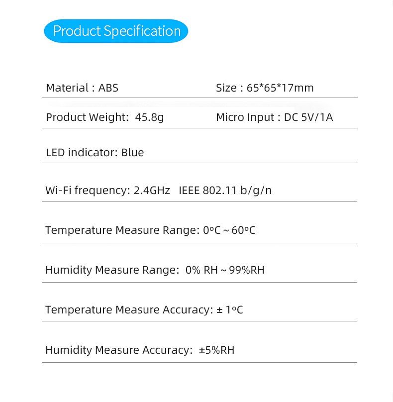 1 Sensor Temperatura Humedad Smart Life Wifi Transmisor Usb - Temu