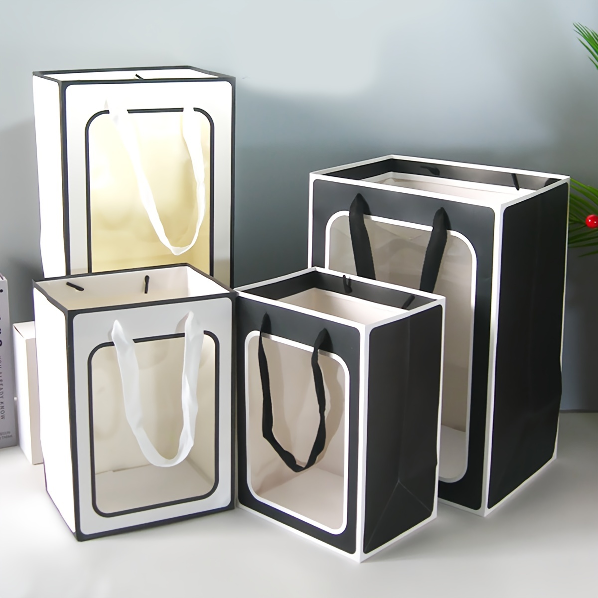 4 Clear Gift Bags 9.8x7.1x5.1 25 Large Gift Boxes