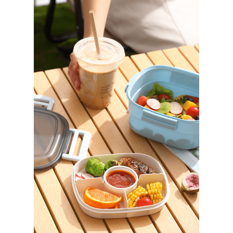 1pc Outdoor Camping Lunch Box, 1.3L, Salad Bento Box With Compartments For  Cold Preservation And Freshness For Picnics,Bento Box, Leakproof Food Conta