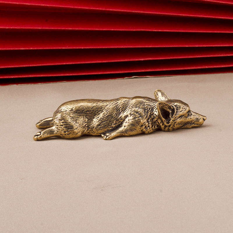 Sleeping Brass Bunny, Brass Animal, Collectible Vintage Brass