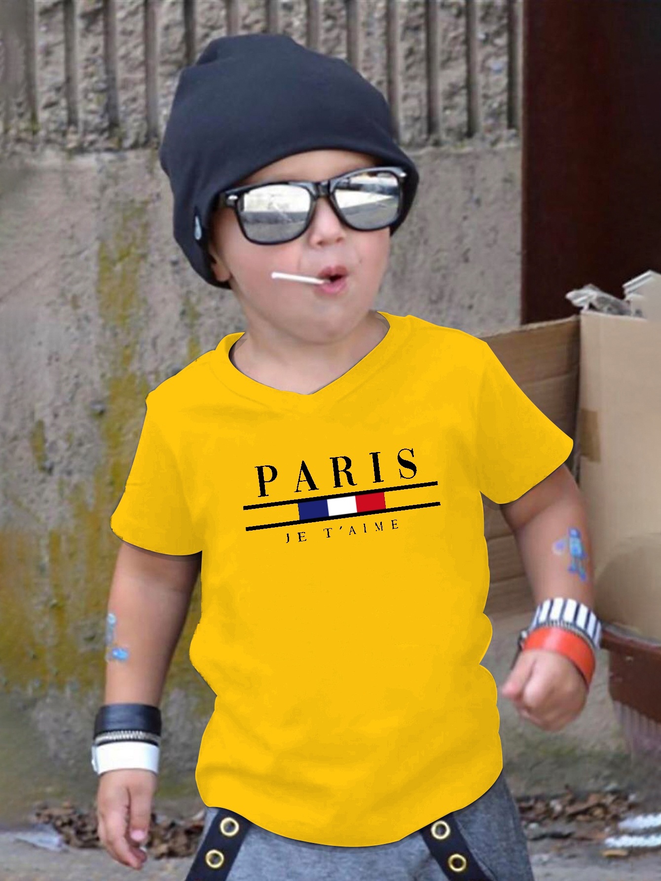 Paris Letter And Fishing Calling Print Boys Creative T-Shirt, Casual Lightweight Comfy Short Sleeve Tee Tops, Kids Clothings For Summer