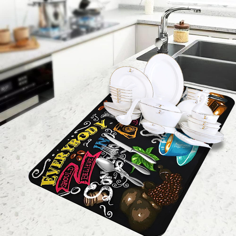 Dish Drying Mat, Kitchen Countertop Absorbent Pad, Washstand Drain Mat,  Soft Faucet Absorbent Mat, Toilet Washstand Cup Mat, Kitchen Accessories,  Bathroom Accessories - Temu
