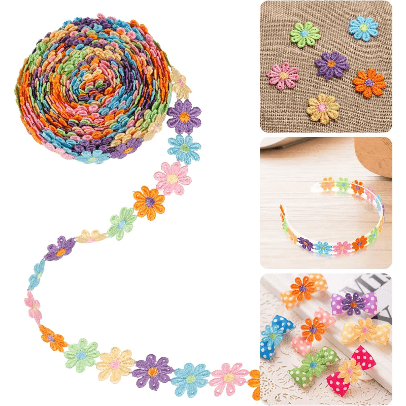 1yard/roll 25mm Colorful Daisy Flower Lace Trim Embroidered Ribbon For DIY  Crafts Decorations Sewing Patchwork Material Supplies
