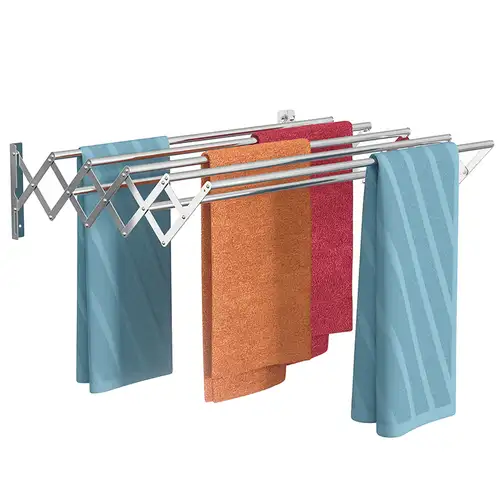 Household Drying Rack, Folding 360 Degree Rotation Bath Rack For Hanging  Towel, Telescopic No Punching Bedroom Clothes Bag Storage Pole, Balcony  Dtying Clothes Rail, Bathroom Accessories - Temu