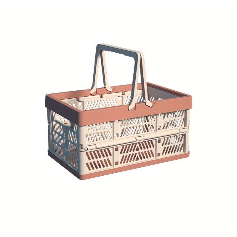 Plastic Picnic Basket with Handles Woven Shopping Basket Bath Storage  Packing Case 36x35x19cm for Fruit Food Flower Container Organizer