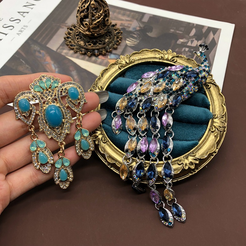 Peacock Brooch Jewelry Accessories Women Crystal Rhinestone