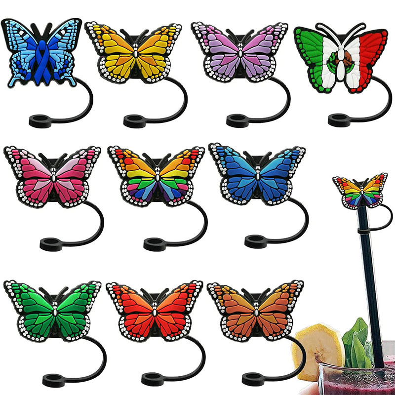 Straw Tips Cover Reusable Straw Toppers Butterfly Silicone - Temu