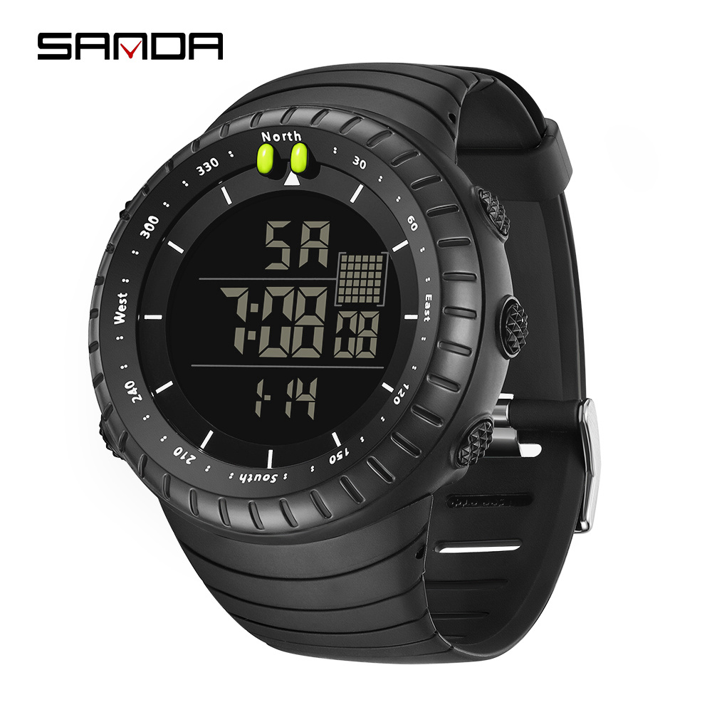 SANDA-relojes deportivos blancos simples para hombre, reloj Digital LED  militar, despertador, cronógrafo, resistente al agua hasta 50M