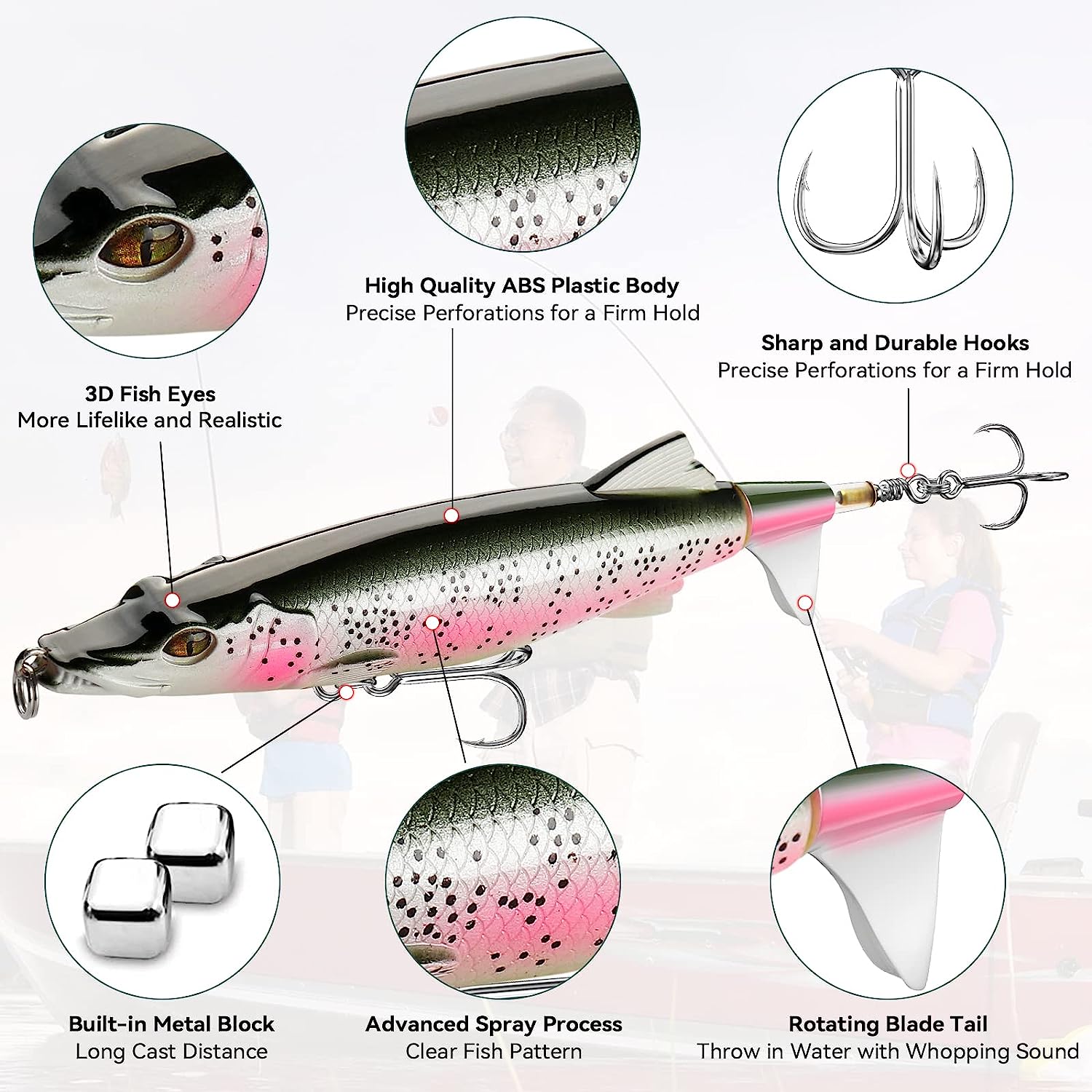 Whopper Popper Fishing Lure Slow Sinking Rotating Tail - Temu Italy