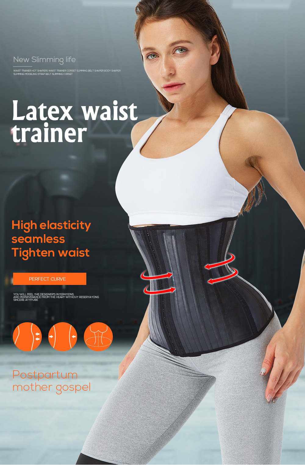 Women Waist Trainer Latex Colombian Girdles Slimming Belt Steel