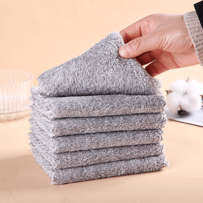 5pcs Household Thickened Kitchen Rag, Dishcloth, Special For Cleaning,  Bamboo Fiber Absorbs Water, Does Not Shed Lint, Does Not Stick To Oil