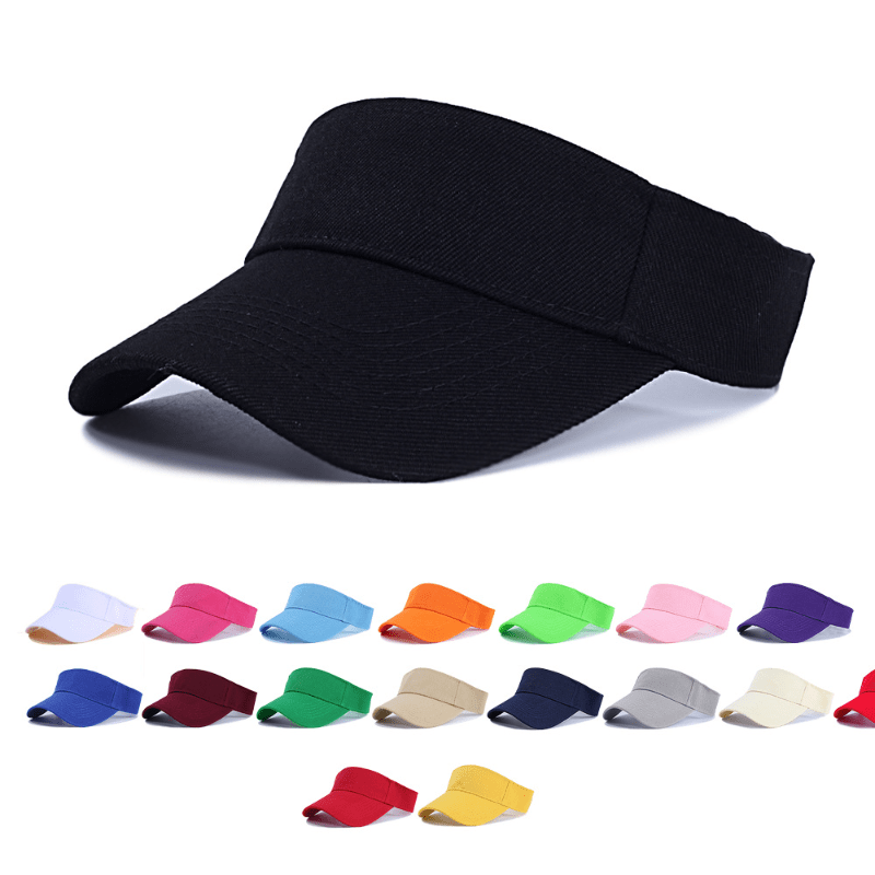 

Solid Color Sports Sun Visor Hat, Empty Top Adjustable Sun Hat For Outdoor Golf Tennis Running For Women & Men