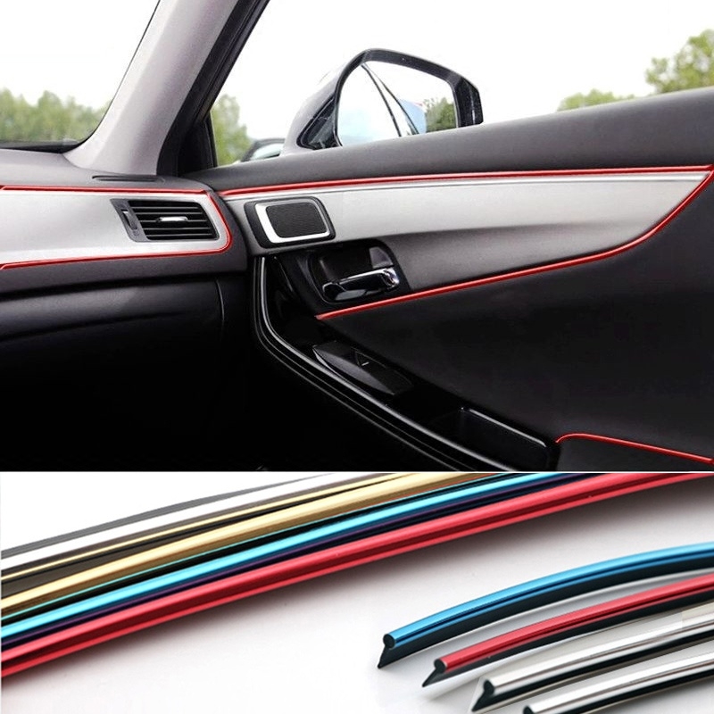 

1pack 5m/lot Car Diy Interior Moulding Trim Sticker Strip Center Console Air Vent Decoration Auto Line Dashboard Styling Garnish For Vw Opel Renault Ford Seat Skoda