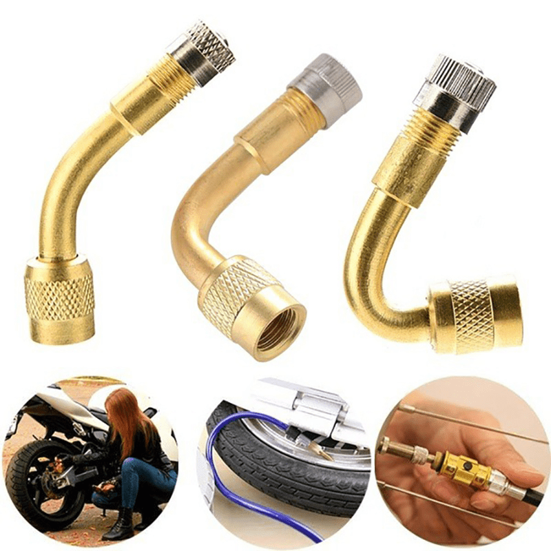

1pc Air Tyre Valve Stem Extension Adapter, Tire Repair Tool For Car, Truck, Motorcycle, Bicycle Accessories, 45/90/135 Degree Brass
