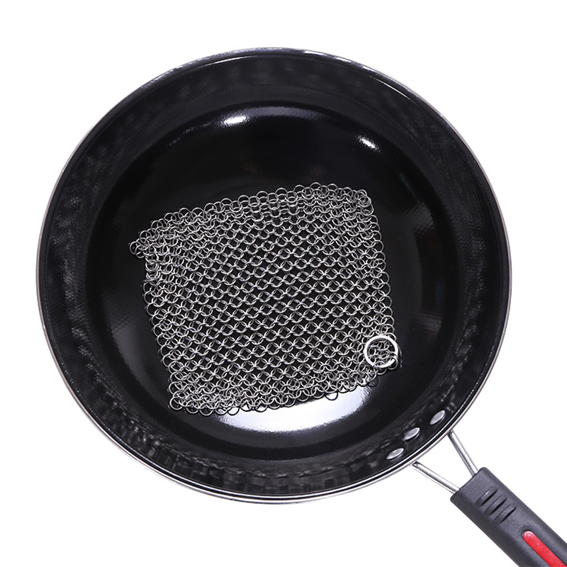 2pcs 4in Stainless Steel Scrubber Cast Iron Cleaner Kitchen