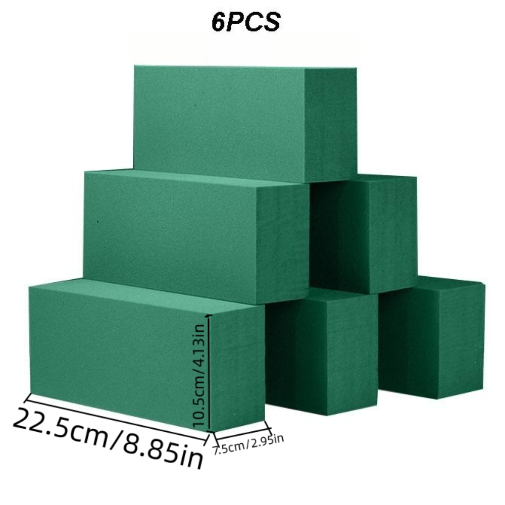 Foam Flower Floral Blocks Mud Green Bricks 6pcs Dry Wet