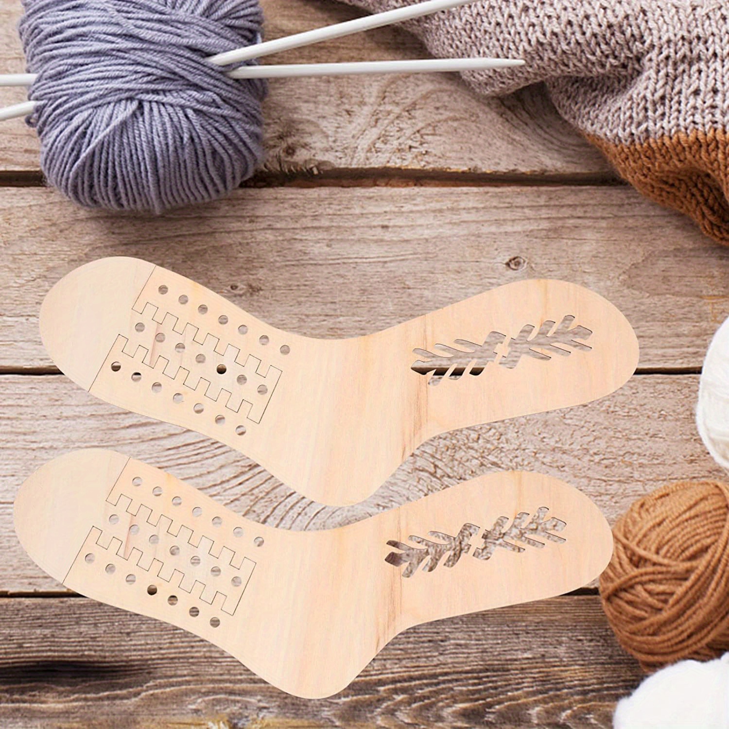 2Pcs DIY Wooden Sock Blocker Xmas Socks Hand Knitting Mold Sock Forms  Blocking Weave Yarn Crafts Accessories Gift For Beginners - AliExpress