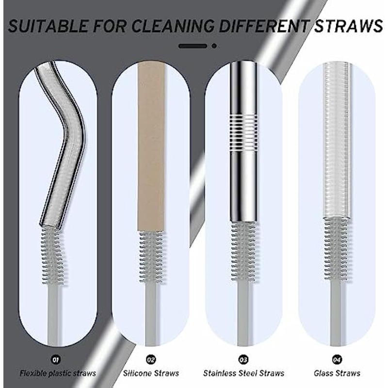 20 Pcs Straw Brush Bendable Cleaning Detergent Stainless Cleaner Steel  Straws