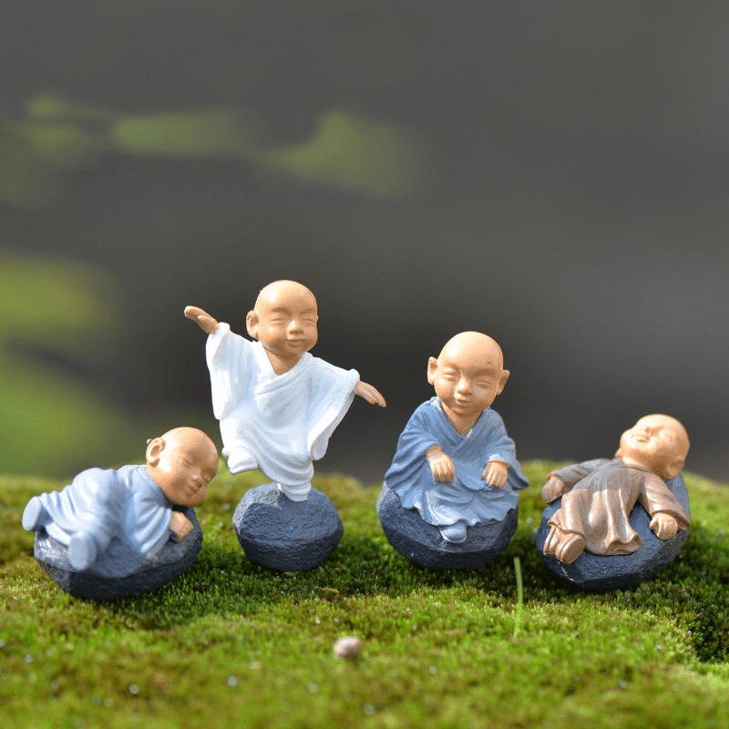 Vilead Sandstone Resin Cute Sleepy Monk Figurines Interior - Temu