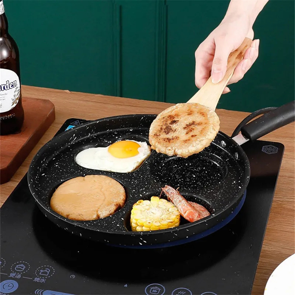 1pc Pancake Pan, Nonstick Aluminum Pan, Egg Frying Pan with 4 Holes, for  Fried Egg, Burger, Breakfast Pancake Making, with Anti-Scald Handle