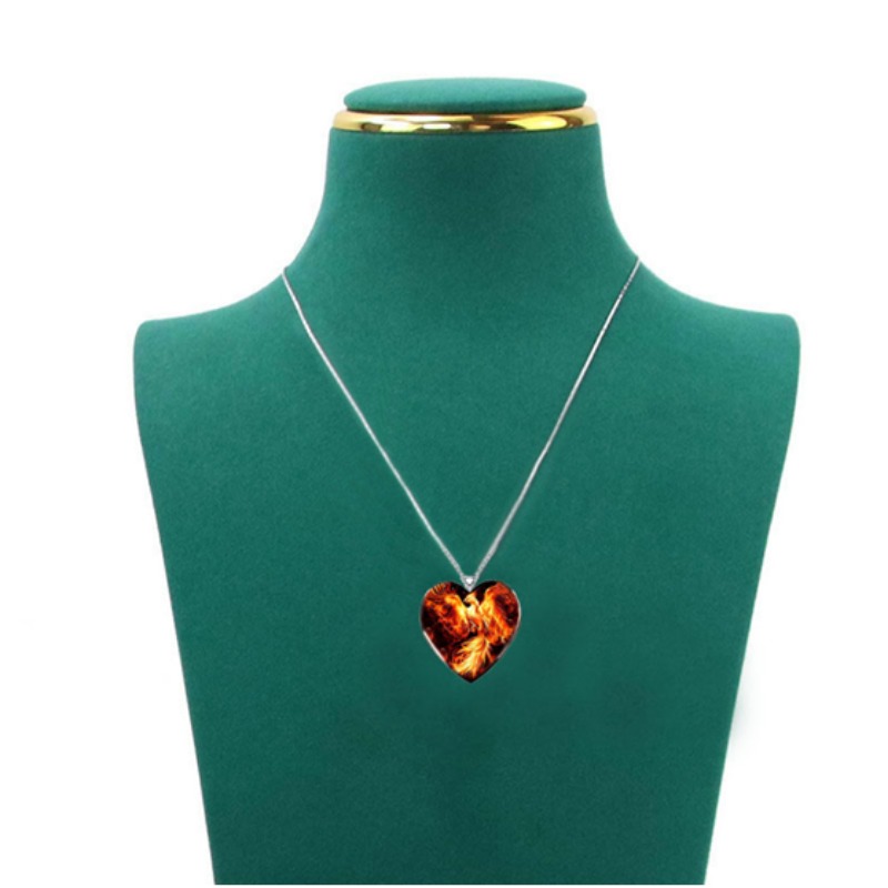 Wholesale Alloy Heart Cage Pendant Necklace with Synthetic Luminaries Stone  