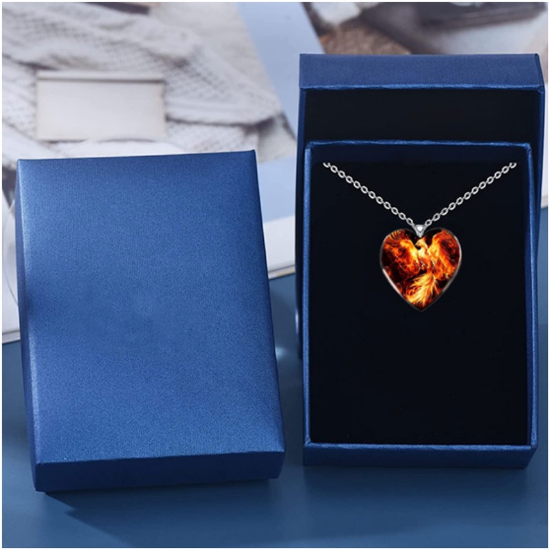 exquisite heart shaped phoenix pattern alloy pendant necklace hip hop punk y2k phoenix rising from the flames necklace jewelry ideal choice for gifts