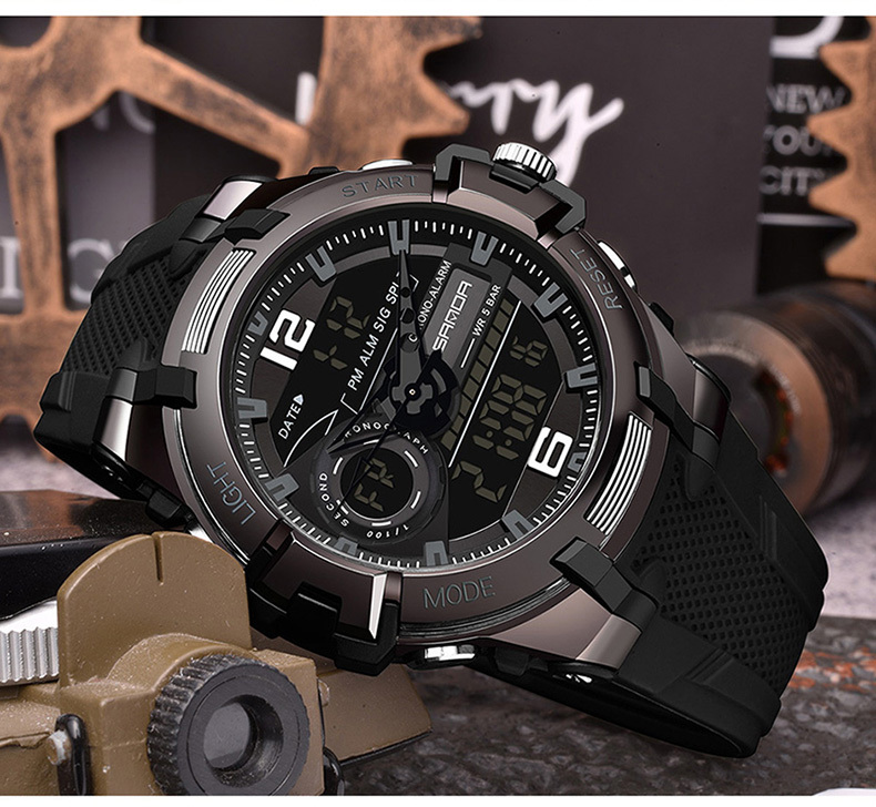 Reloj Sanda 3132, Reloj Militar Impermeable De 50 M Color Del Fondo Negro