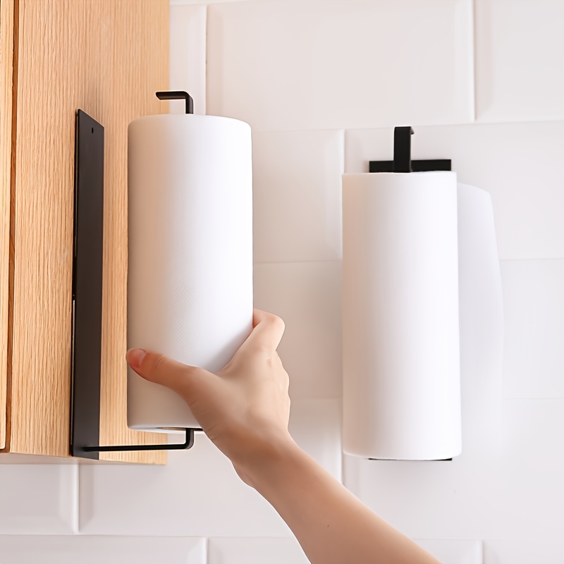 1pc Kitchen Carbon Steel Paper Towel Holder, Punching-free Paper Towel  Holder, Household Paper Hanger, Storage Rack,Wall Mount & No Drilling Space  Sav