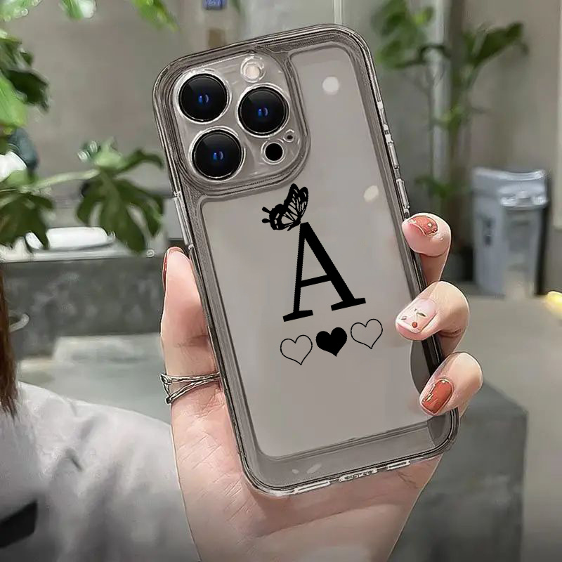 Letter Y & Heart Pattern Phone Case For Iphone 11 12 13 14 Pro Max Mini Xr  Xs X 7 8 Plus Se2020 Shockproof Silicone Phone Cases Gifts Soft Black  Purple Cover - Temu United Arab Emirates