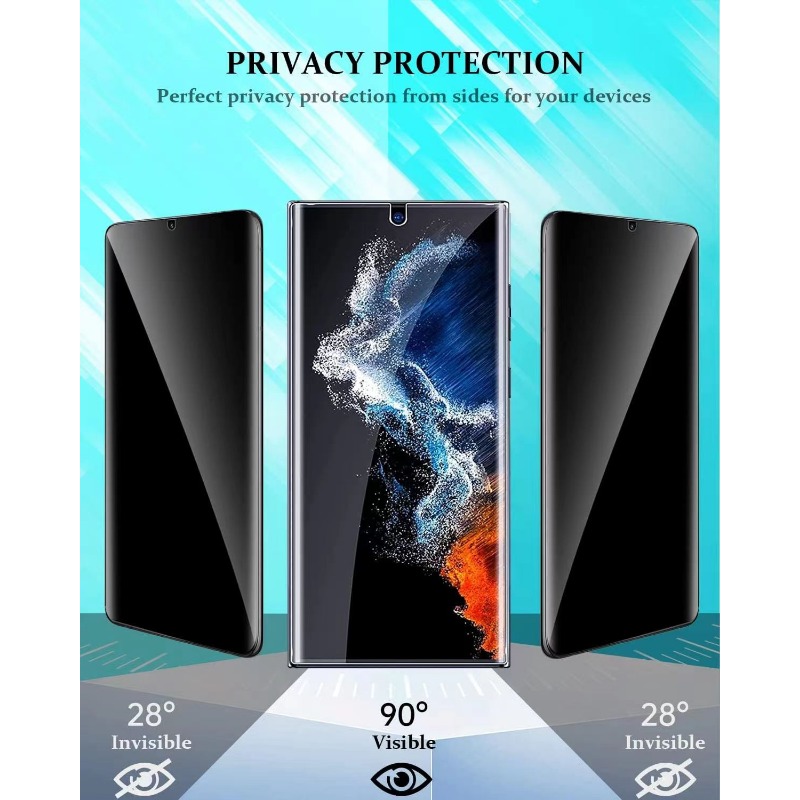 2 Pack for Samsung Galaxy S23 Ultra Privacy Screen Protector Support  Fingerprint