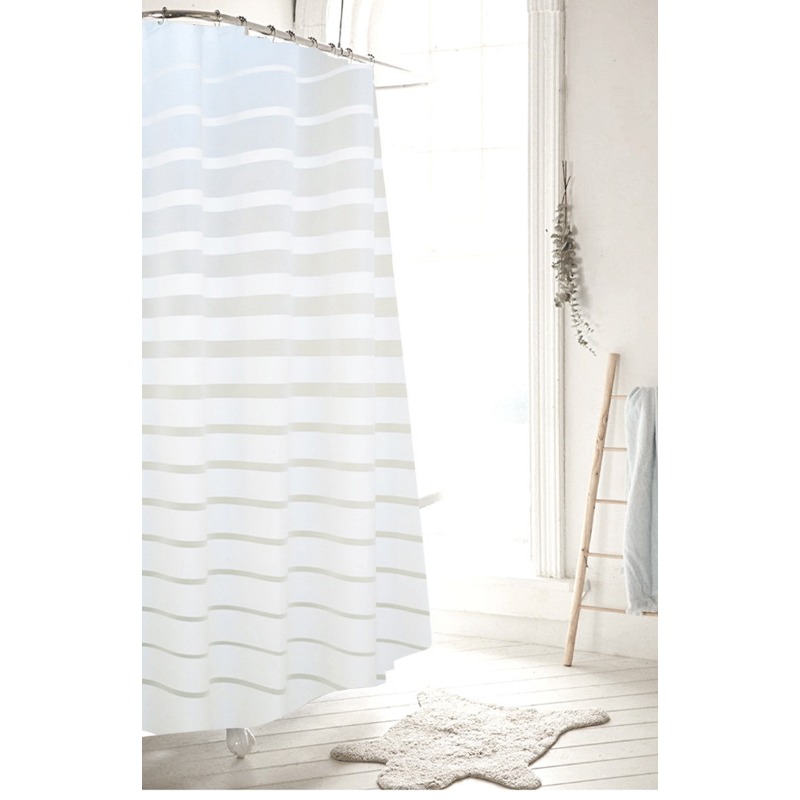 Modern Striped Shower Curtain PEVA Waterproof Bathroom Decor