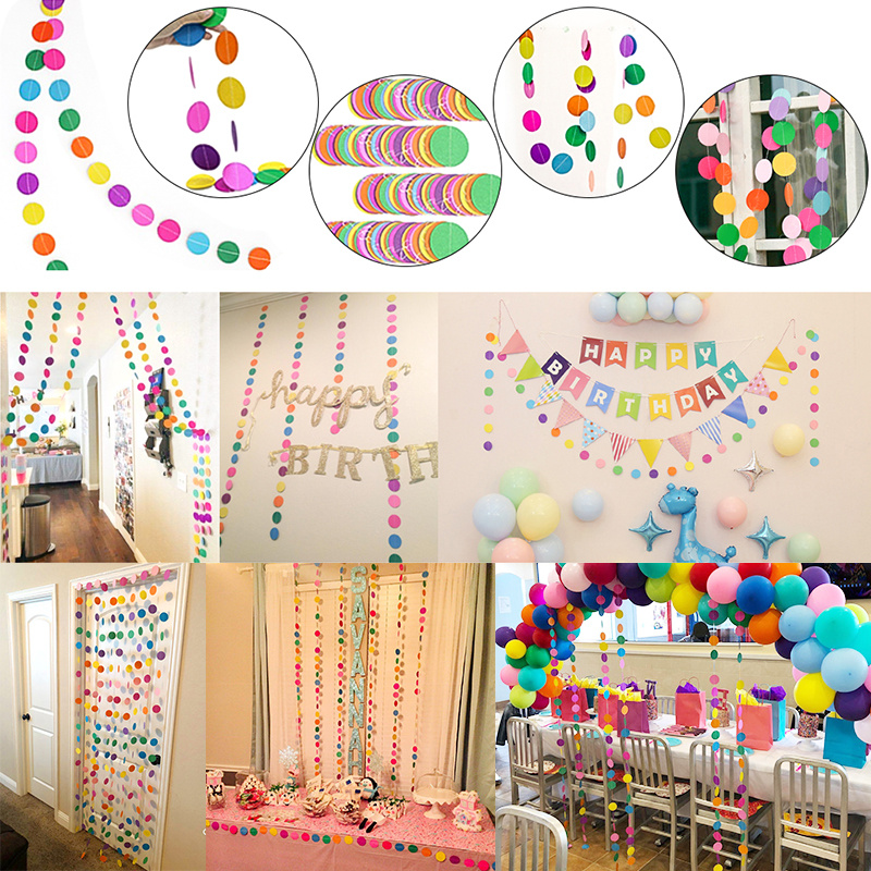 Great Choice Products 65 Feet 5 Pieces Pastel Party Decorations Circle Dot  Garland Pastel Birthday Garland