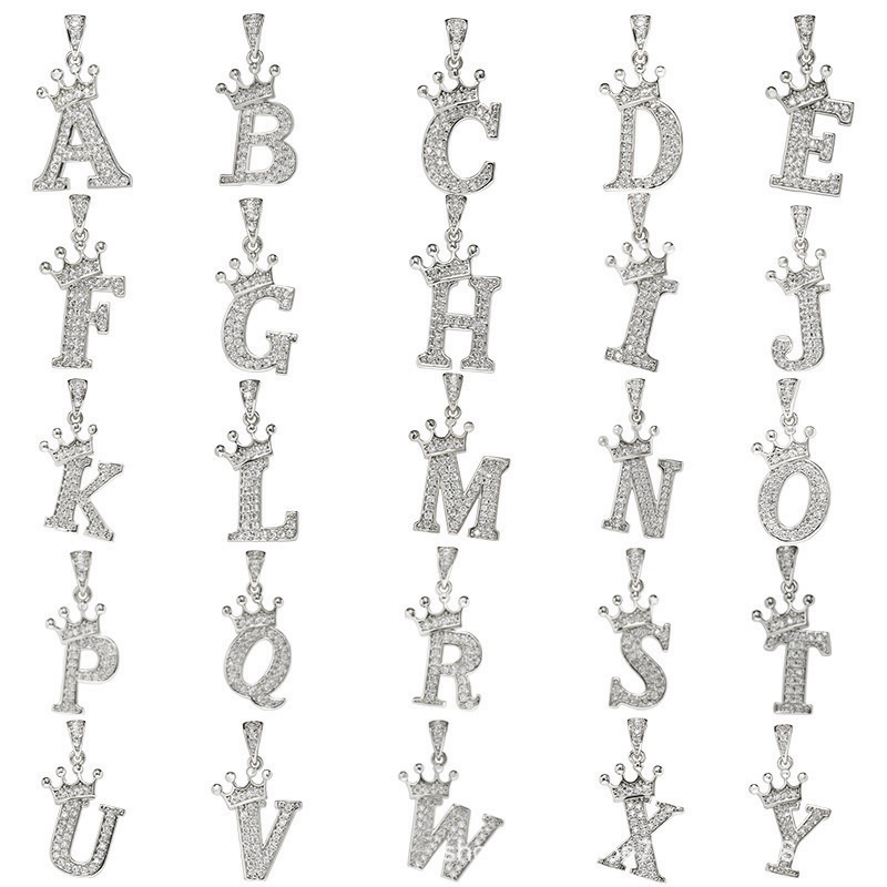 1 Set 26pcs A-z Diy Crown Letter Pendant Wholesale Inital Name Cubic  Zirconia Jewelry Charms For Fashion Hip Hop Necklace Making - Charms -  AliExpress