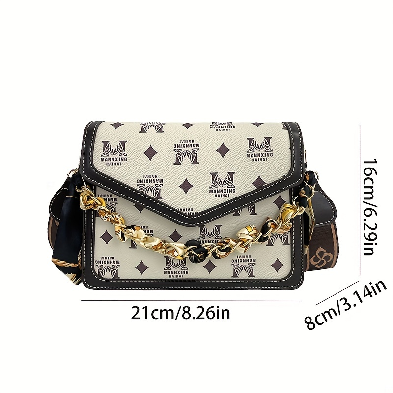 Vintage Chain Crossbody Bag Retro Design Flap Square - Temu