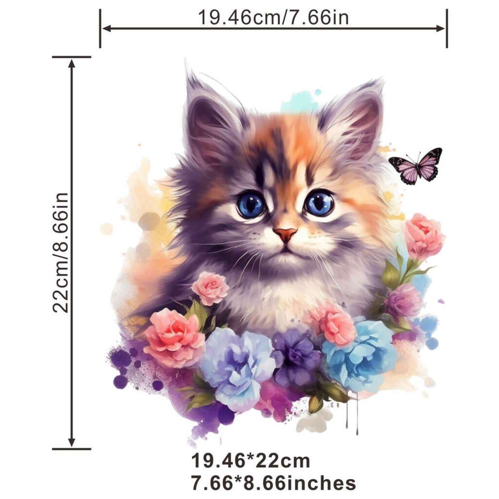 Patches, Cat and Flower Embroidery Patches, Iron on Patches, Embroidered  Patches, 