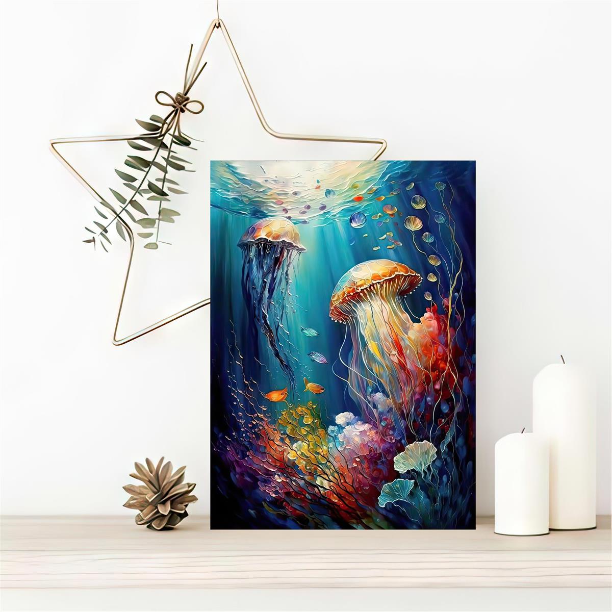 Canvas Poster Fantastic Art Jelly Fish Art Coral Print Jewel - Temu
