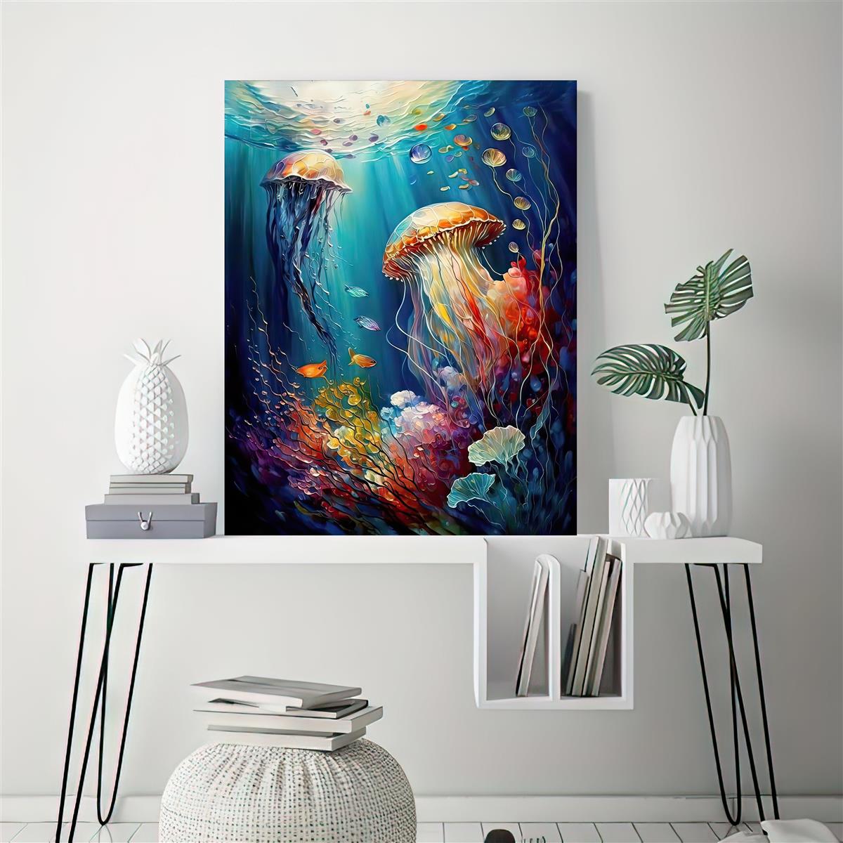 Canvas Poster Fantastic Art Jelly Fish Art Coral Print Jewel - Temu Canada