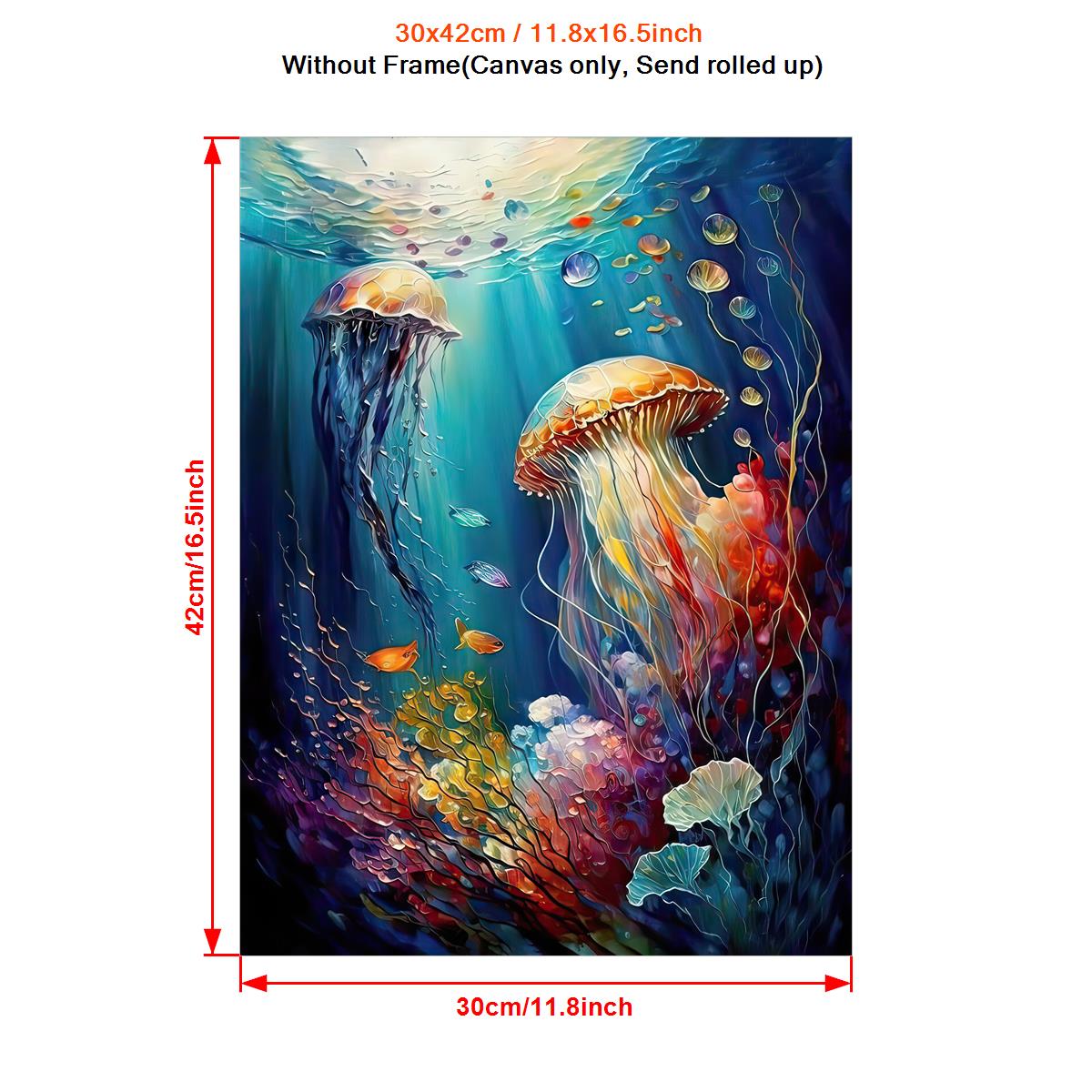 Canvas Poster Fantastic Art Jelly Fish Art Coral Print Jewel - Temu