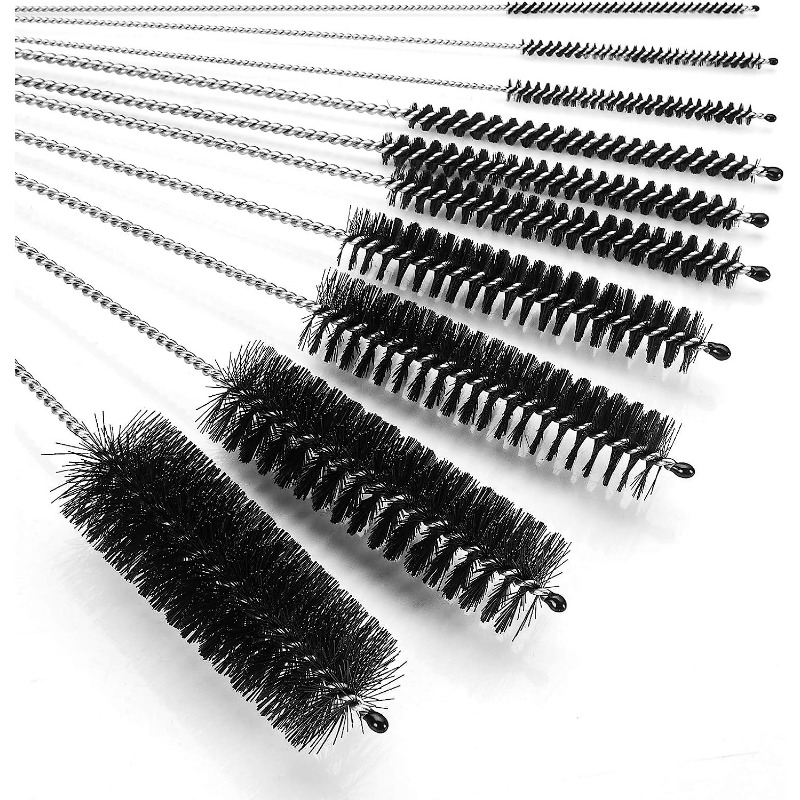 CiaraQ Bottle Cleaning Brushes, 8 Inch Nylon Tube Brush Set, Cleaner for  Narrow Neck Bottles Cups with Hook, Set of 10pcs, Black