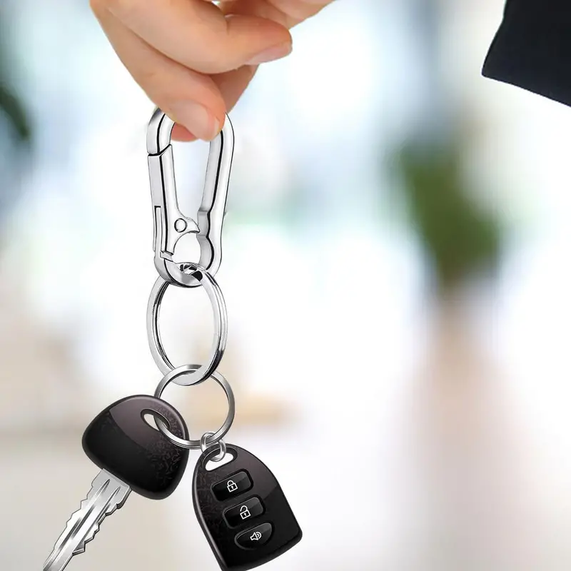 Durable Car Keychain Keyring Key Ring Holder, Stainless Steel