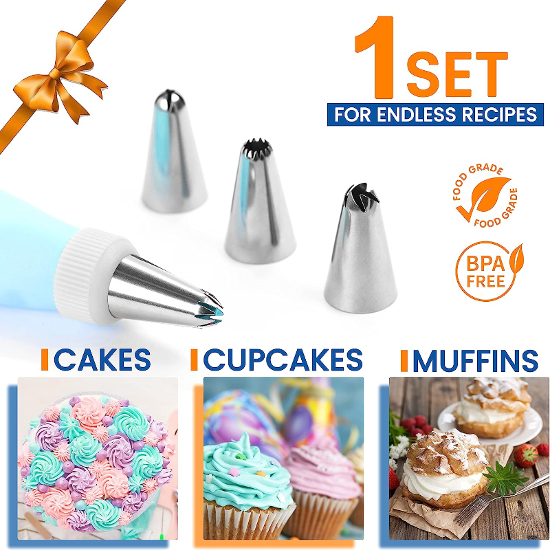 Piping Bag and Tips Cake Decorating Supplies Kit Baking Supplies Cupcake  Icing