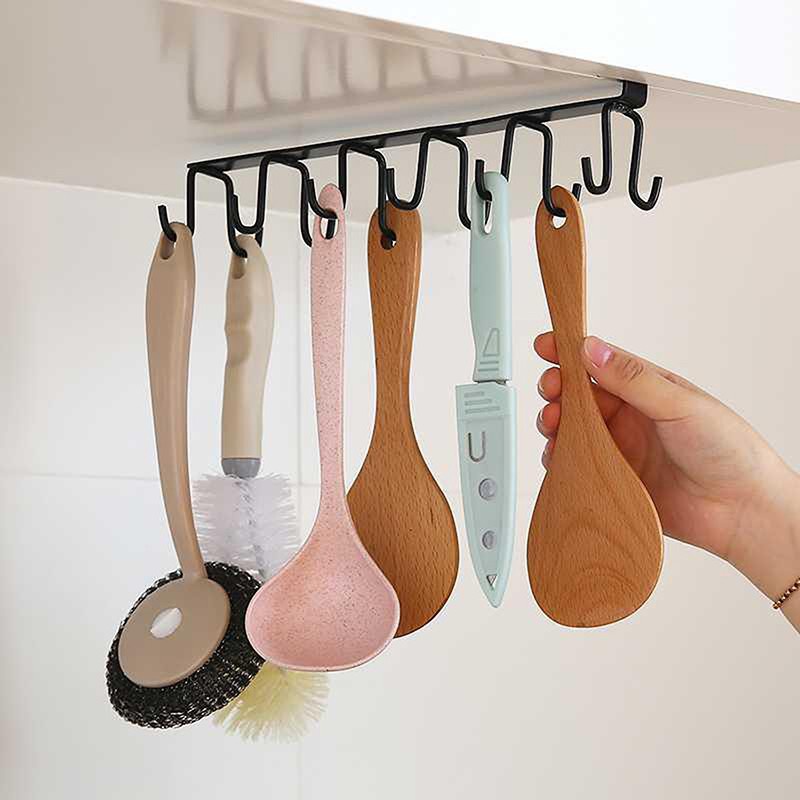 Storage Racks Cabinet Hook Cup Holder with 6 Hooks Double Row