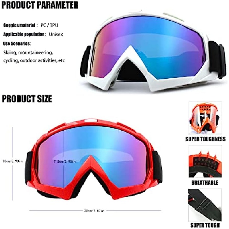 Paquete de 2 gafas de esquí de nieve, gafas de snowboard para niños,  adolescentes, jóvenes, adultos