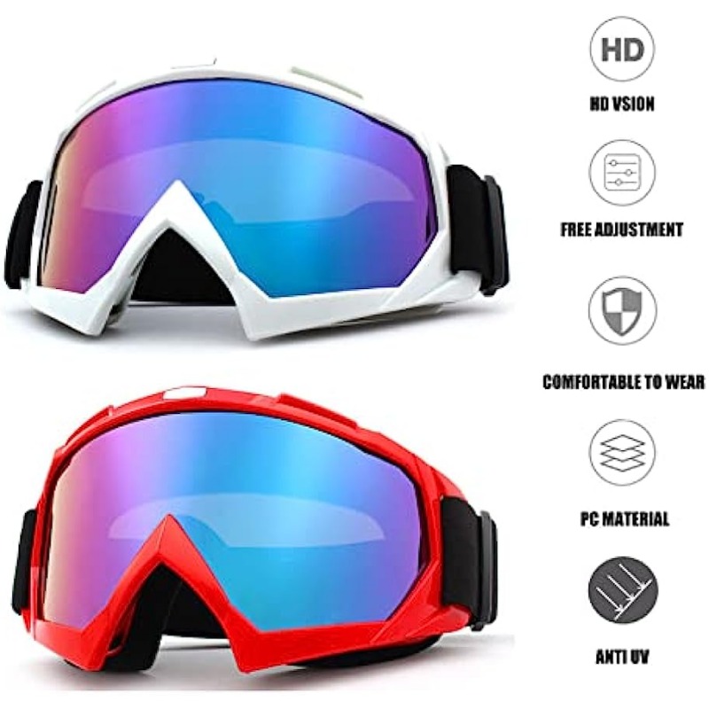 2 Pack Protección Uv Gafas Esquí Gafas Motocicleta Gafas - Temu Chile