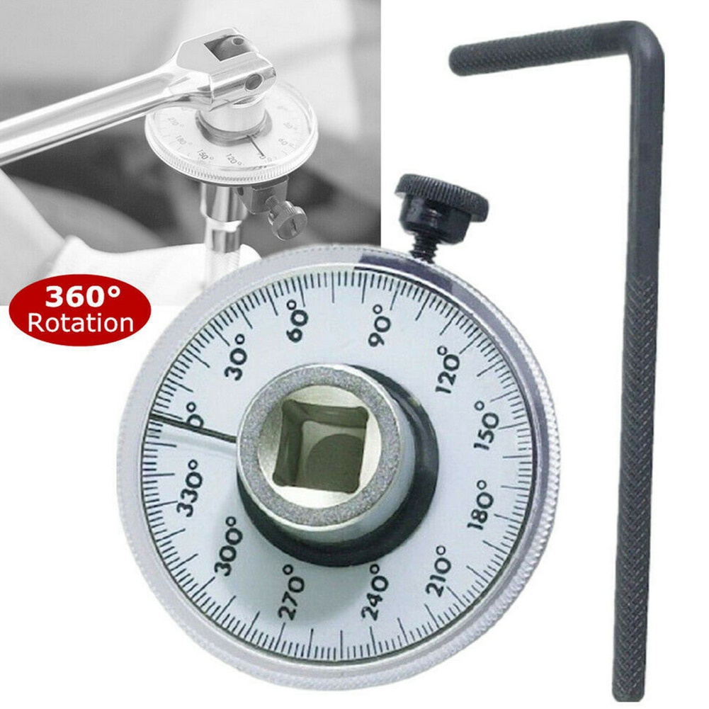 Car Rotary Protractor Angle Meter 1/2 Inch 360 Degree Angle Torque Angle  Meter with Adjustable Arm Suitable