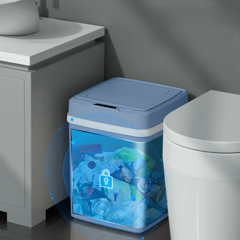 Smart Trash Bin Small Office Garbage Cans With Automatic Lid - Temu