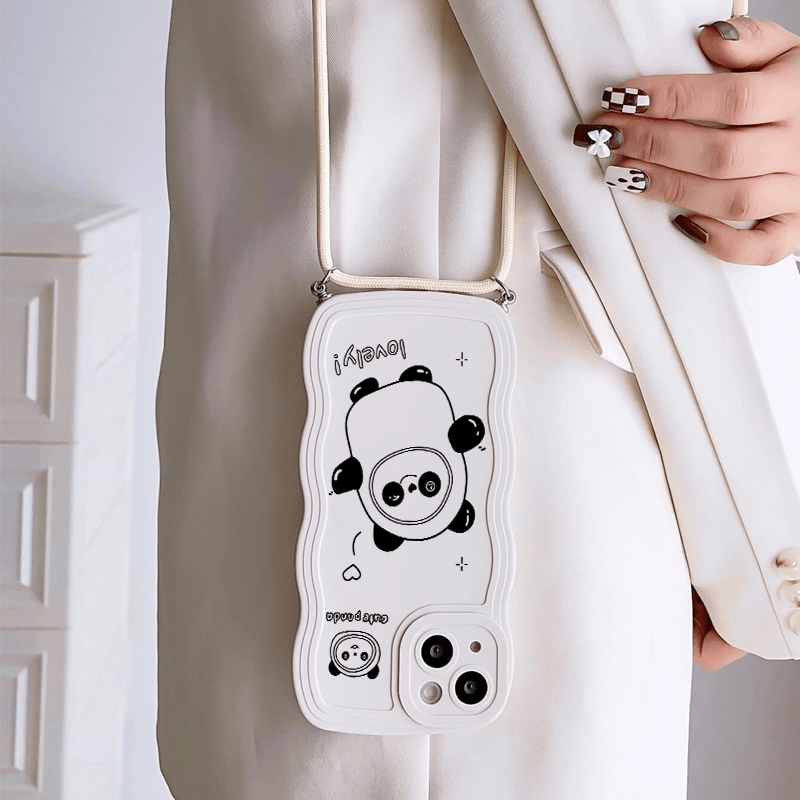 

Phone Case With Lanyard Panda Graphic Phone Case For Iphone 11 14 13 12 Pro Max Xr Xs X 7 8 6 Plus Mini 2022 Se Clw Gift Luxury Anti-slip Anti-fingerprint Shockproof Protective Phone Cases