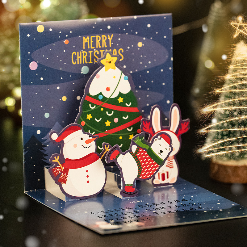 HIBRO Womens Birthday Gift Ideas 3D Christmas Greeting Card Creative  Christmas Eve Message Holiday Card Christmas Surprise Gift Holiday Blessing  