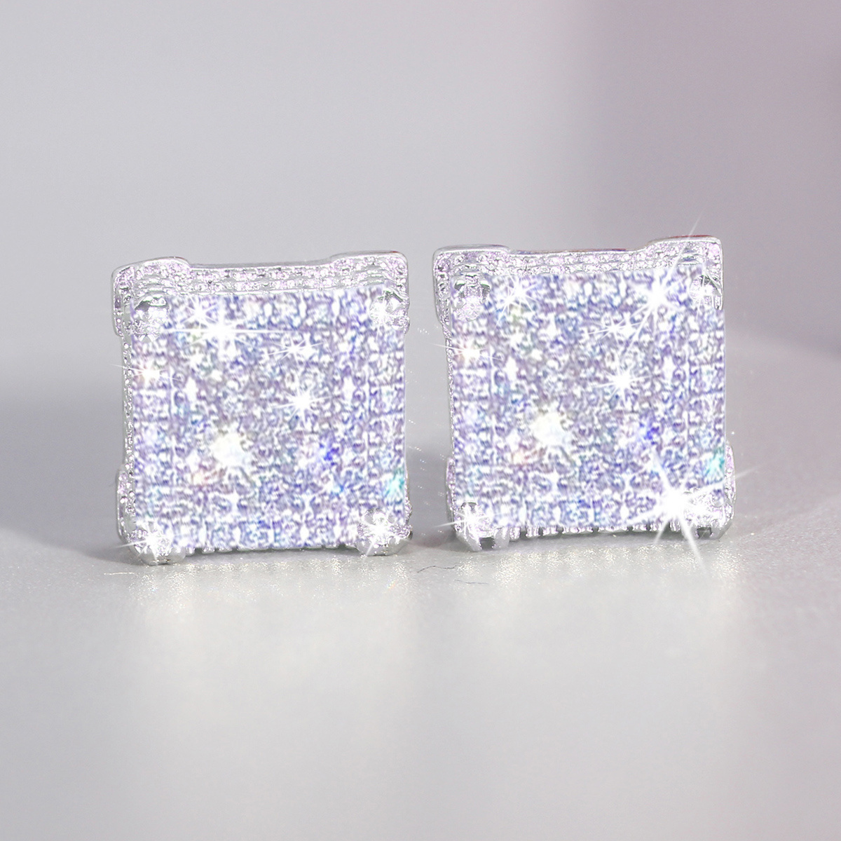 TEMU Boucles d'oreilles clous de luxe scintillantes en synthétique pour homme et femme, accessoires de clous élégants et tendance, boucles d'oreilles